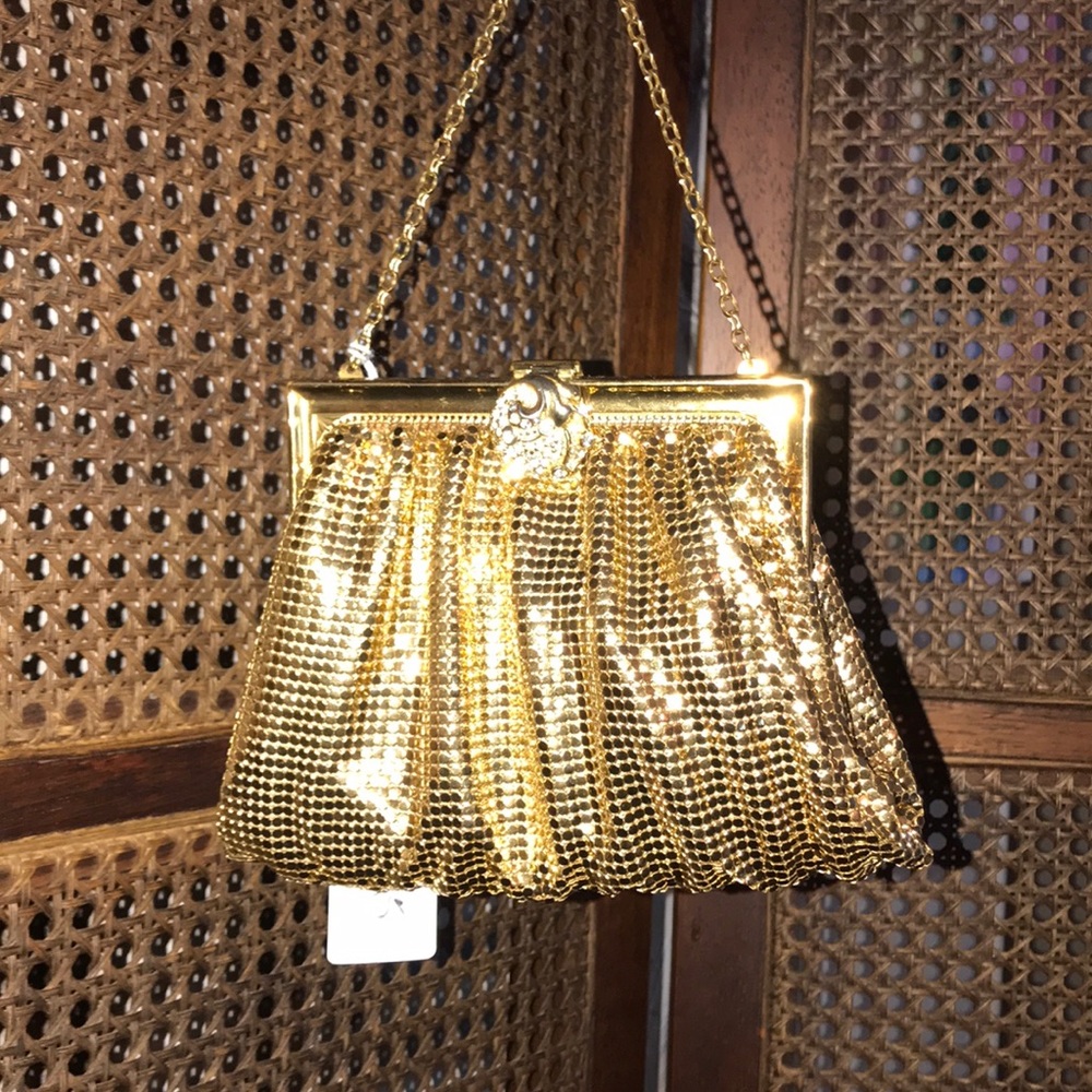 1950's Vintage Whiting and Davis Gold Tone Clutch